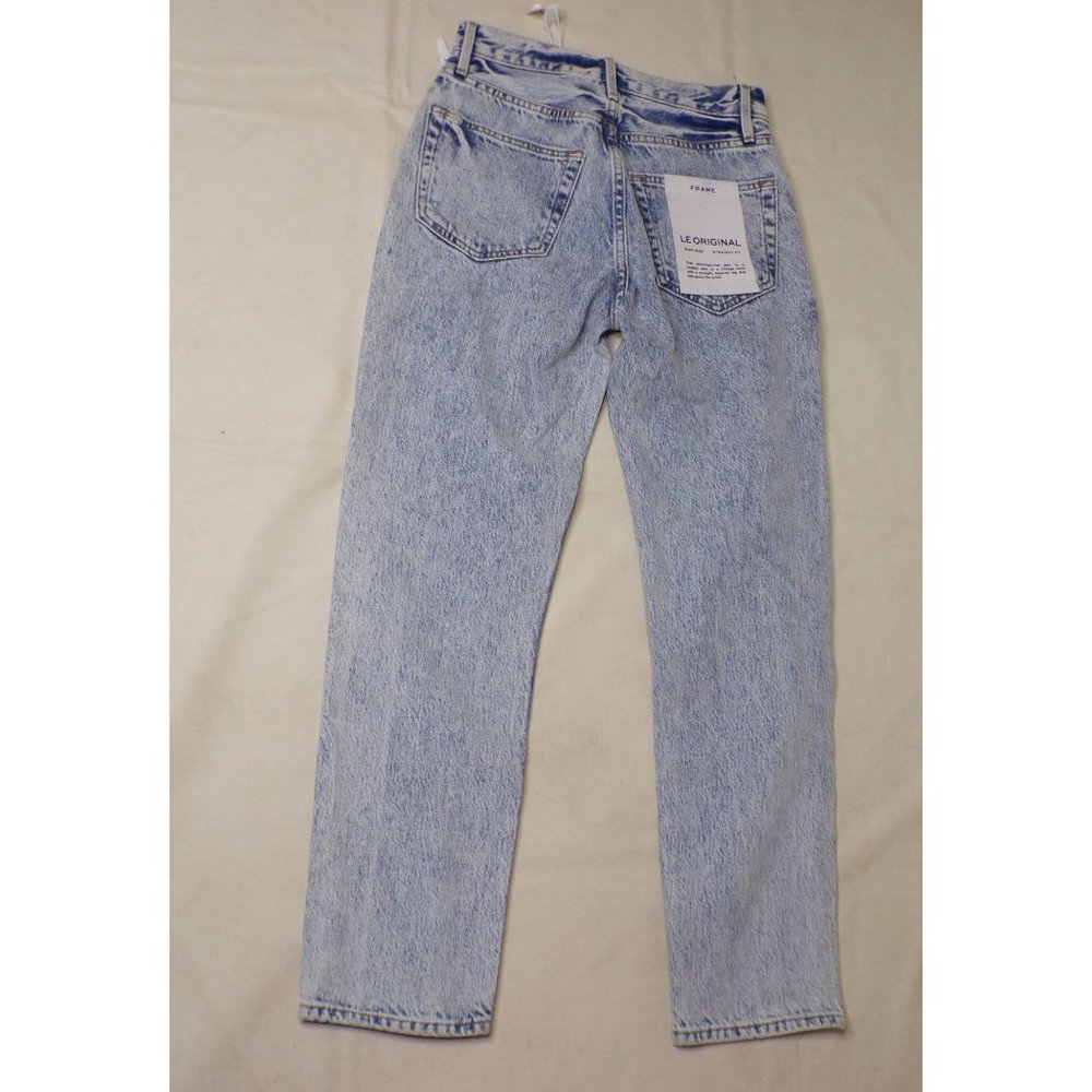 🆕 FRAME Le Original High Rise Straight Leg Button Fly Jeans Richlake Blue Sz 24 - Picture 12 of 15